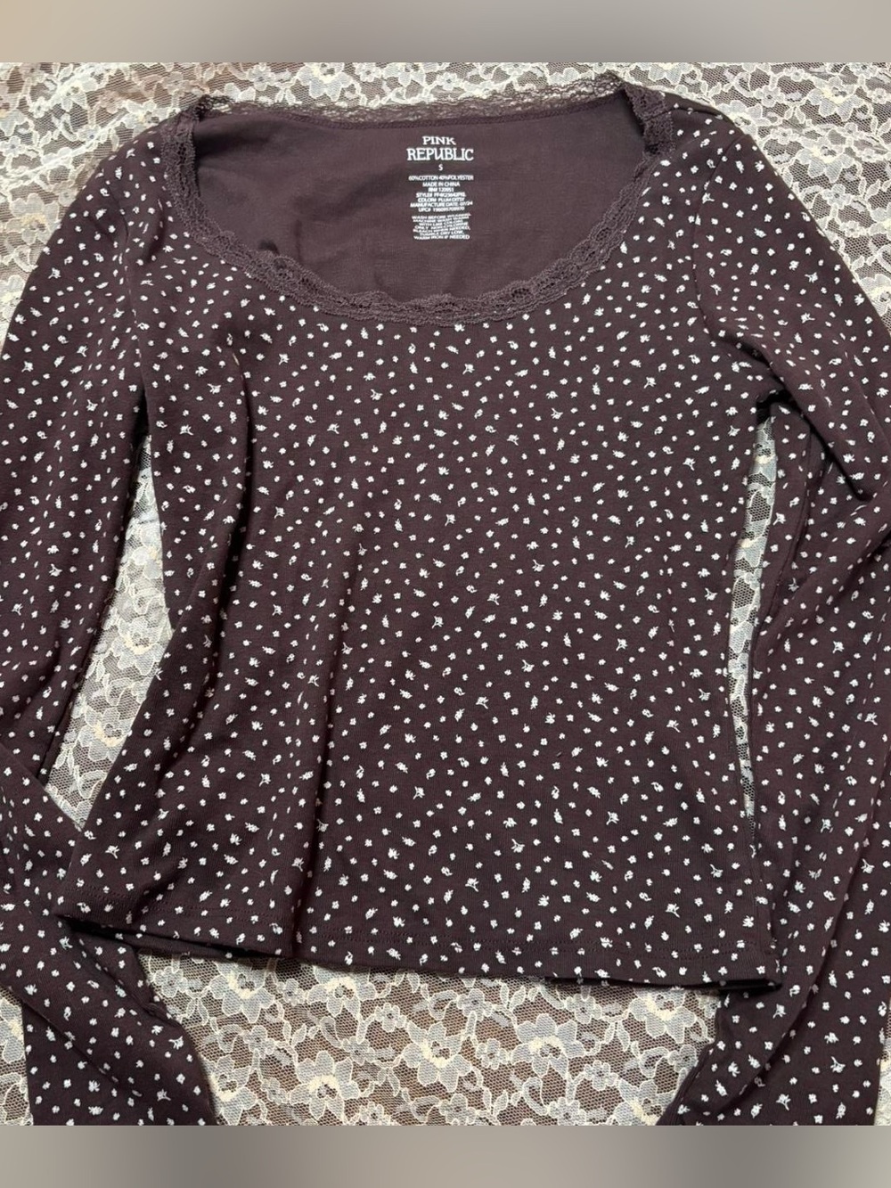 Pink Republic Women's Long-Sleeve Scoop Neck Top in Dark Plum